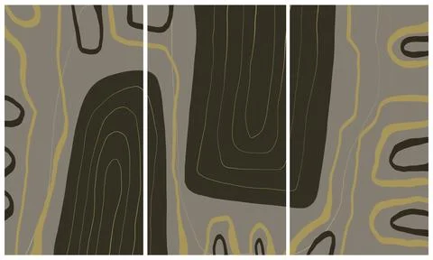 Modern interior triptych Stock Illustration