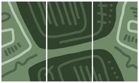 Modern interior triptych Stock Illustration