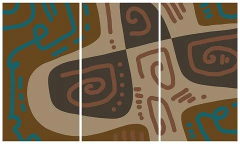Modern interior triptych Stock Illustration