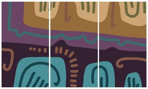 Modern interior triptych Stock Illustration