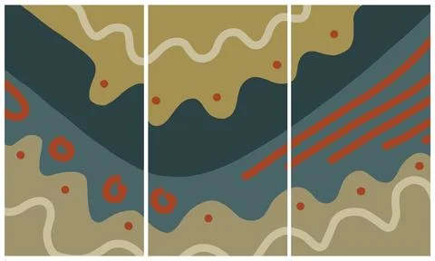 Modern interior triptych Stock Illustration