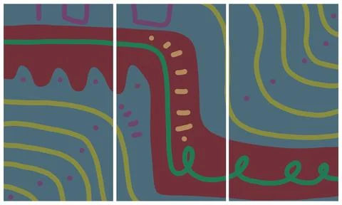 Modern interior triptych Stock Illustration