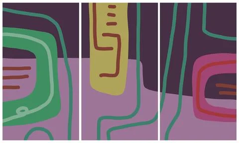 Modern interior triptych Stock Illustration