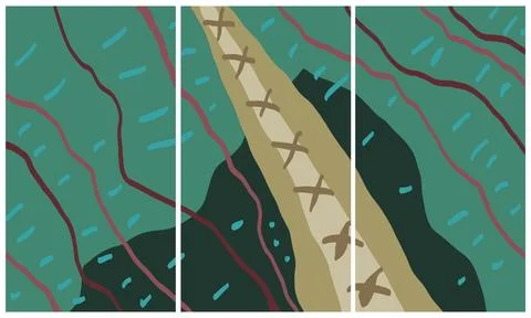 Modern interior triptych Stock Illustration