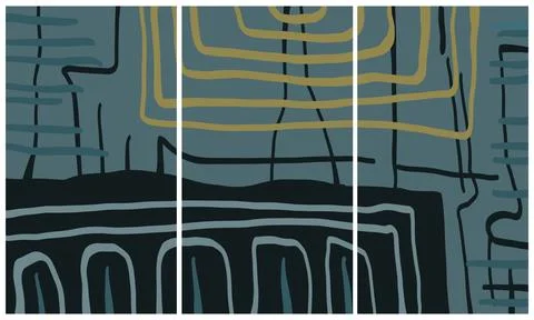 Modern interior triptych Stock Illustration