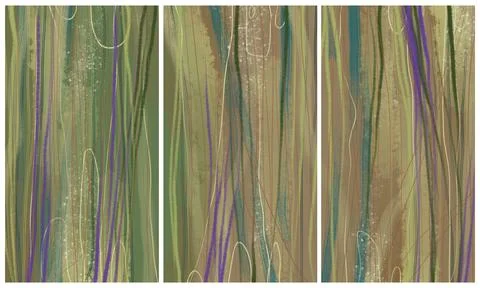 Modern interior triptych Stock Illustration