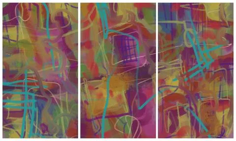 Modern interior triptych Stock Illustration