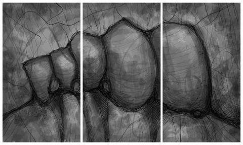 Modern interior triptych Stock Illustration