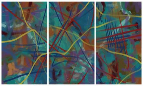 Modern interior triptych Stock Illustration