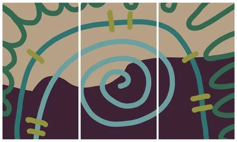 Modern interior triptych Stock-Illustration