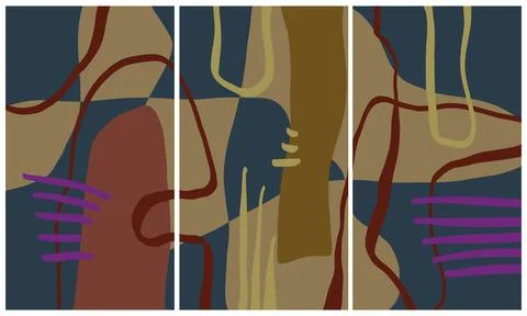 Modern interior triptych Stock-Illustration