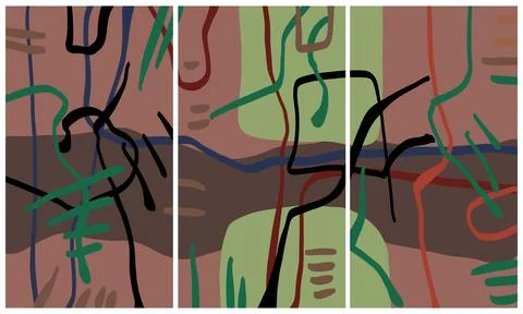 Modern interior triptych Stock-Illustration