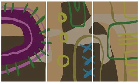 Modern interior triptych Stock-Illustration