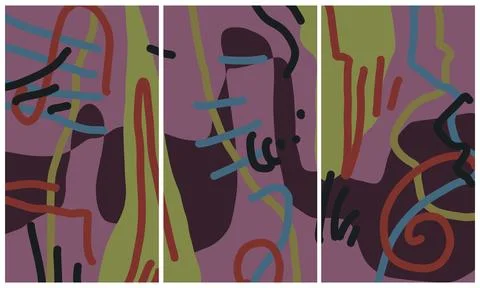 Modern interior triptych Stock-Illustration