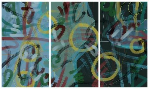Modern interior triptych Stock-Illustration