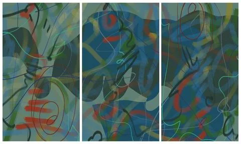 Modern interior triptych Stock-Illustration