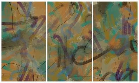 Modern interior triptych Stock-Illustration