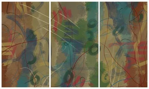 Modern interior triptych Stock-Illustration