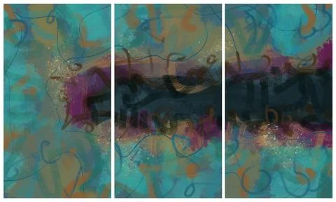 Modern interior triptych Stock-Illustration
