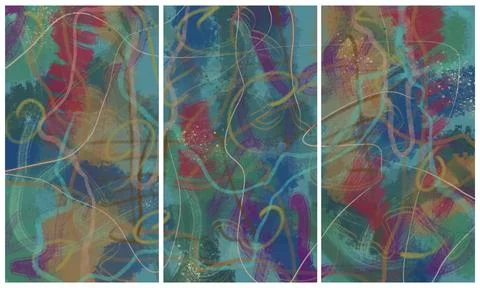 Modern interior triptych Stock-Illustration