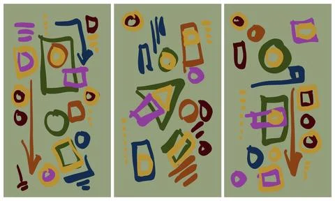 Modern interior triptych Stock-Illustration