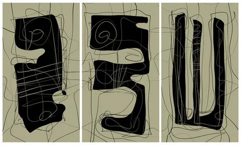 Modern interior triptych Stock-Illustration