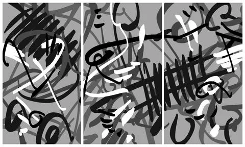 Modern interior triptych Stock Illustration