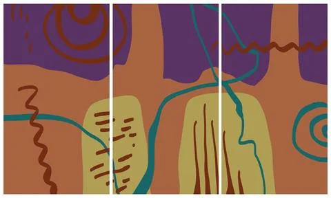 Modern interior triptych Stock Illustration