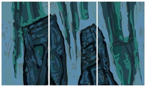 Modern interior triptych 스톡 일러스트