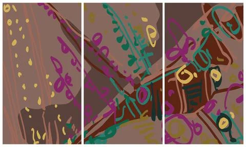 Modern interior triptych 스톡 일러스트