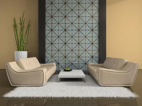 Modern interior with two sofas Stock Illustration