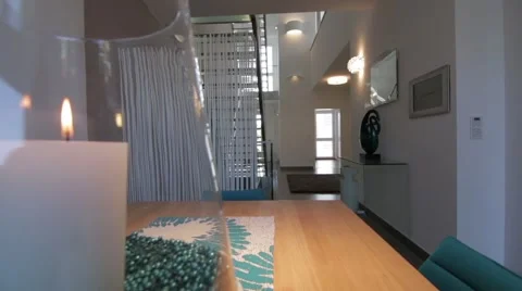 Modern interior with vase in foreground Stock Footage 53079979
