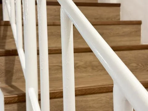 Modern interior view of a staircase featuring wooden steps Stock Photos