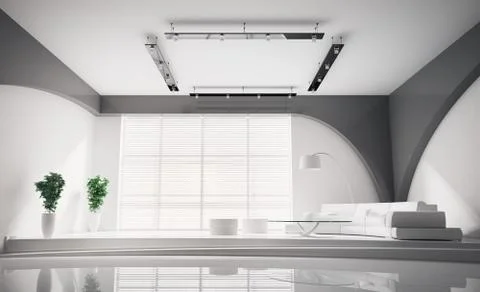 Modern interior in white 3d Stock Illustration