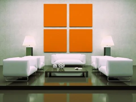 Modern interior with white sofas Stock Illustration