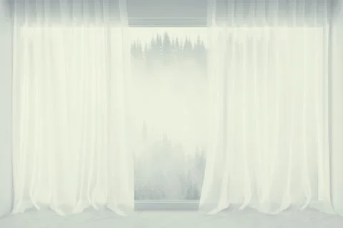 Modern interior with white windows Stock Illustration