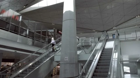 Modern interiors inside the building where are the beautiful escalators  Stock Footage 119555470