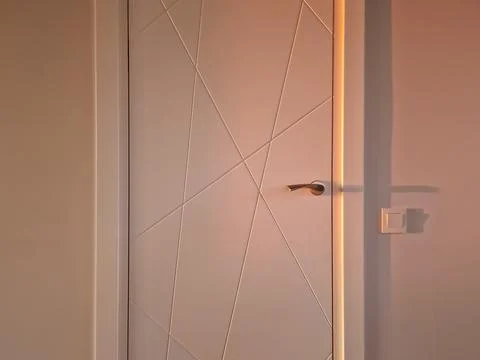 Modern internal doors at sunset light Stock Photos