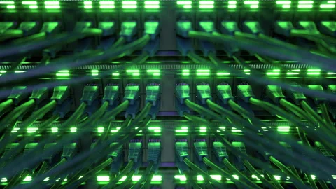 Modern Internet Network Switch With Plugged Ethernet Cables Stock Footage 265596919