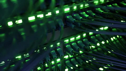 Modern Internet Network Switch With Plugged Ethernet Cables Stock Footage 265845109