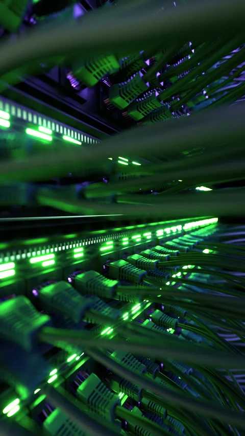 Modern Internet Network Switch With Plugged Ethernet Cables Stock Footage 266417225