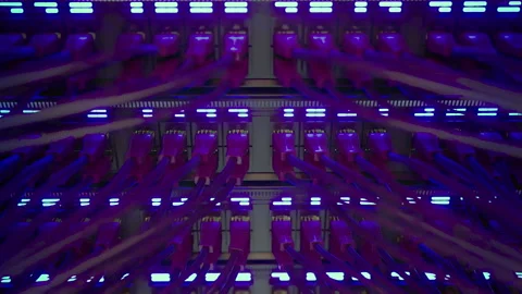 Modern Internet Network Switch With Plugged Ethernet Cables Stock Footage 267036138