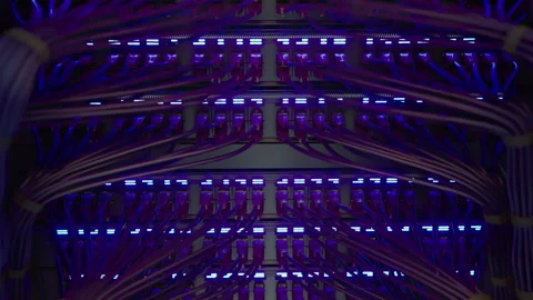 Modern Internet Network Switch With Plugged Ethernet Cables Stock Footage 267223928