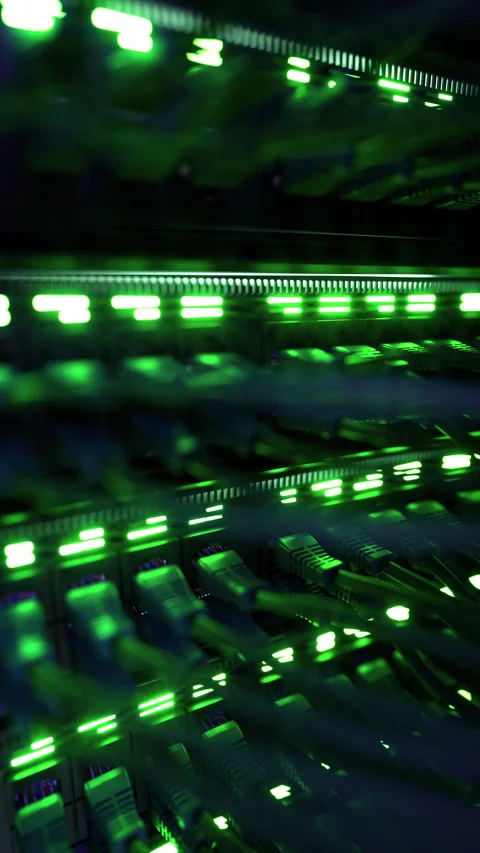 Modern Internet Network Switch With Plugged Ethernet Cables Stock Footage 268572634