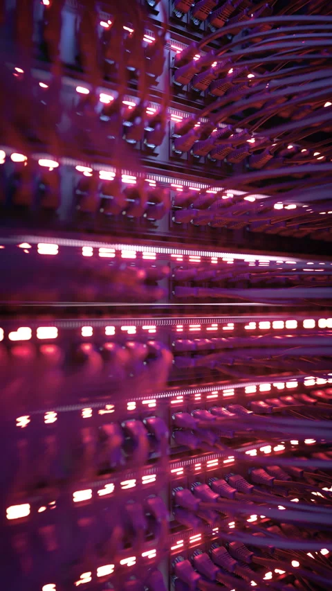 Modern Internet Network Switch With Plugged Ethernet Cables Stock Footage 268572688