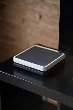 Modern internet router providing high-speed wireless network connection Stock Photos