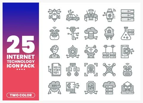 Modern internet technology icons. clean graphic illustration set. Stock Illustration