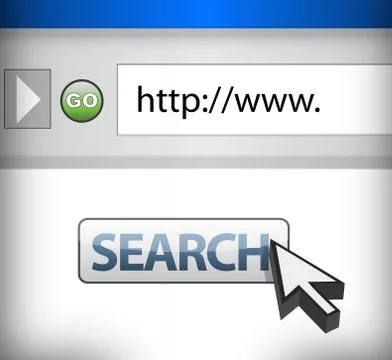 Modern internet web browser with search button Stockillustratie