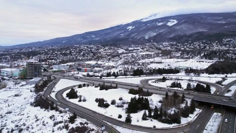 Modern Intersection Winter Morning Drone Top Down Rise Timelapse Still Life Cars Stock Footage 237356038