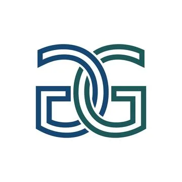 Modern Interwoven Geometric Logo Design in Blue and Green Colors Stock Illustration